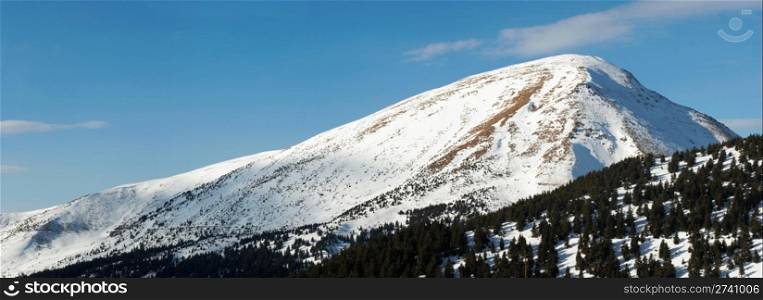 Winter Petros Mountain (Ukraine, Carpathian Mt&rsquo;s) panorama view. With path under.