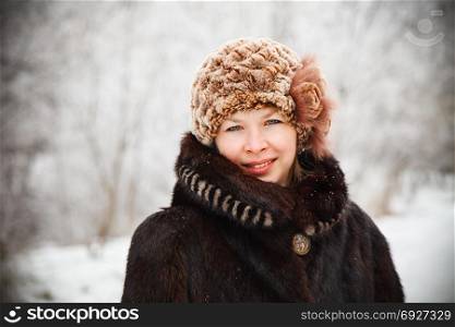 winter portrait of a beautiful girl. close-up
