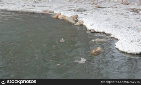 winter river, pollution