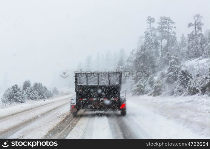 Winter road in the city