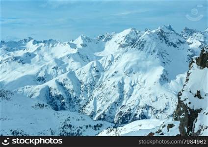 Winter rocky mountain top (Silvretta Alps, Tyrol, Austria).