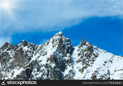 Winter rocky mountain top (Silvretta Alps, Tyrol, Austria).