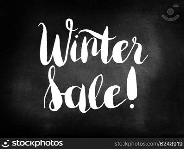 Winter sale on blackboard