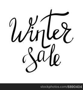 Winter Sale Typographic Poster. Winter Sale Typographic Poster. Hand Drawn Phrase. Ink Lettering on White Background