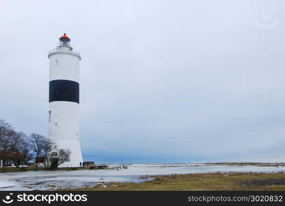 Winter season at The Ottenby Lighthouse on the swedish island Oland in the Baltic Sea. A famous bird watching site.