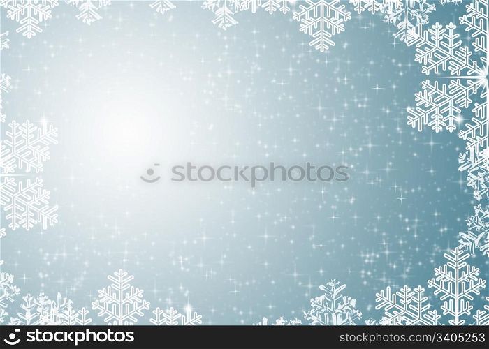 Winter snow Christmas background with snowflakes and stars