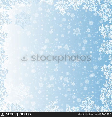 Winter snow Christmas background with snowflakes and stars