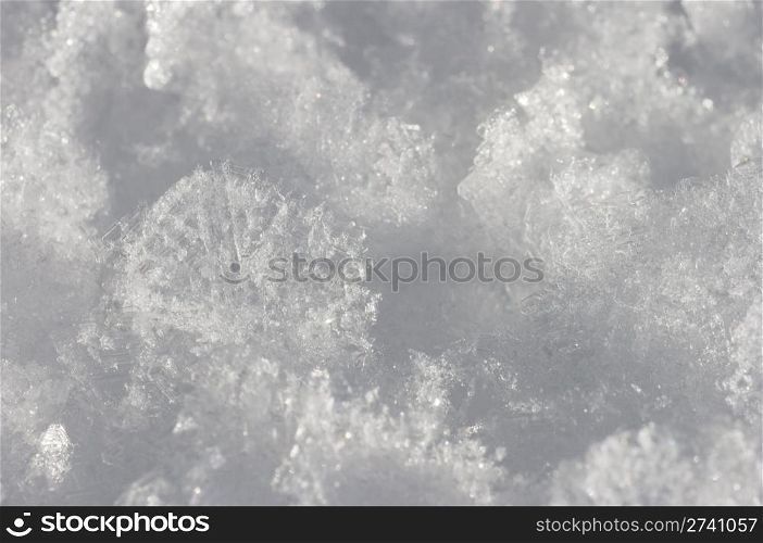 Winter snow surface cristal texture (super macro)