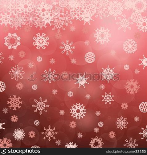 Winter Snowflake Red Pattern. Christmas Blurred Background. Winter Snowflake Red Pattern