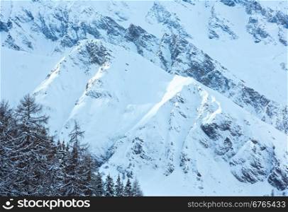 Winter snowy peaceful Samnaun Alps landscape (Swiss).