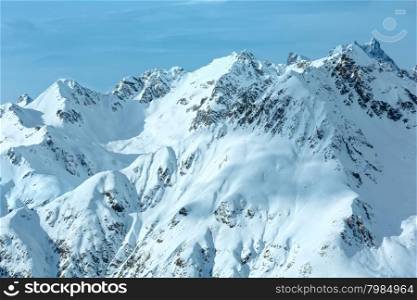 Winter snowy rocky mountain top (Silvretta Alps, Tyrol, Austria).
