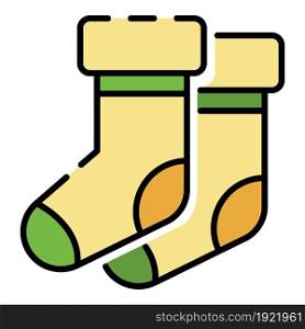 Winter socks icon. Outline winter socks vector icon color flat isolated on white. Winter socks icon color outline vector