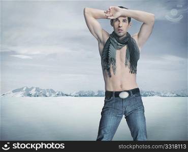 Winter style fashion photo of an handsome man
