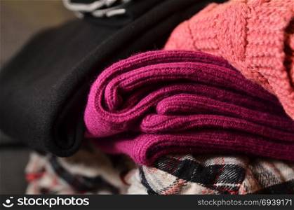 Winter time - Warm winter woolen clothes. Winter concept