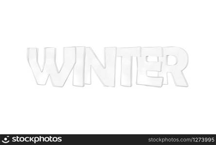 Winter typography 3d render isolated on white background