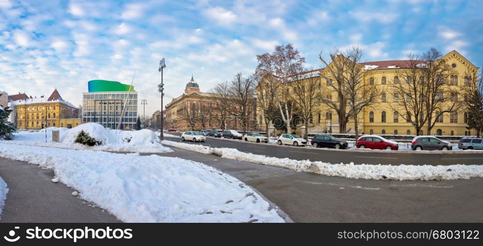 Winter view of Marshal Tito square in Zagreb, captal of Croatia