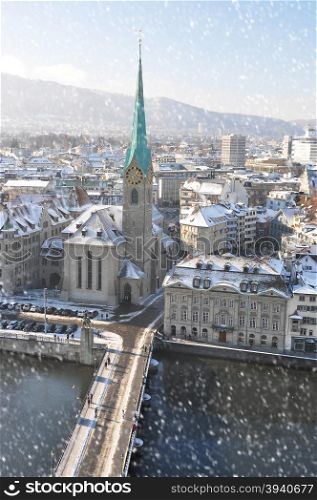 Winter view of Zurich