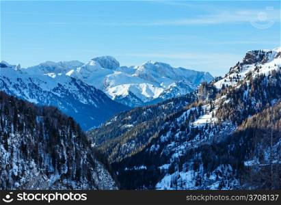 Winter view on Marmolada mountain from Lago Fedaia (Trentino , Province of Belluno, Italy).