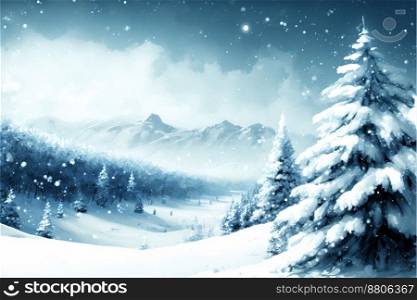 Winter white forest with snow, Christmas background