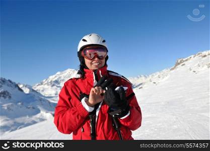 winter woman ski sport fun travel snow board
