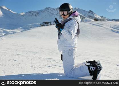 winter woman ski sport fun travel snow board