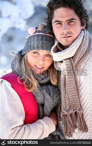 Wintry young couple