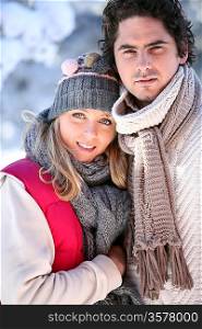 Wintry young couple
