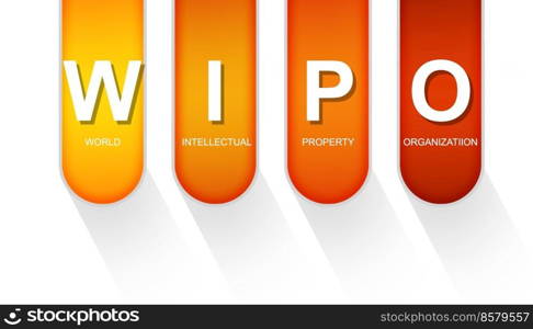 WIPO as World Intellectual Property Organization acronym isolated, 3D rendering