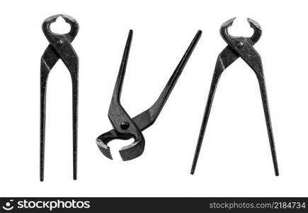 Wire cutters in different angles on a white background.. Wire cutters in different angles on a white background