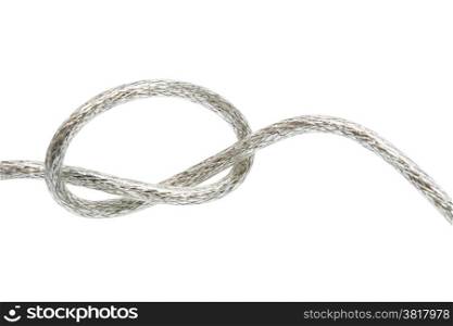 Wire fastened in the knot on a white background