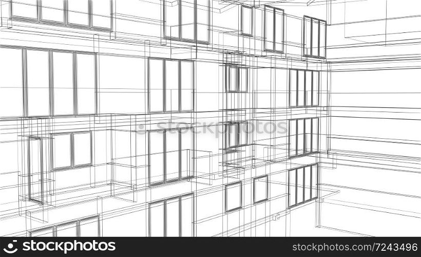 Wire Frame Architectural Background made in 3d software