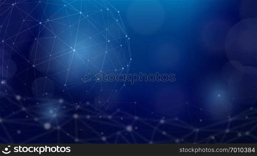 Wire frame polygonal sphere futuristic technology and science background, cyberspace networking wallpaper.