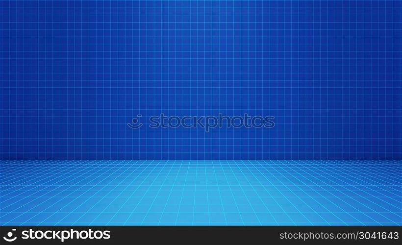 Wireframe of empty virtual cyber reality room in technology conc. Wireframe of empty virtual cyber reality room in technology concept. Interior design, 3d illustration. Wireframe of empty virtual cyber reality room in technology concept. Interior design, 3d illustration