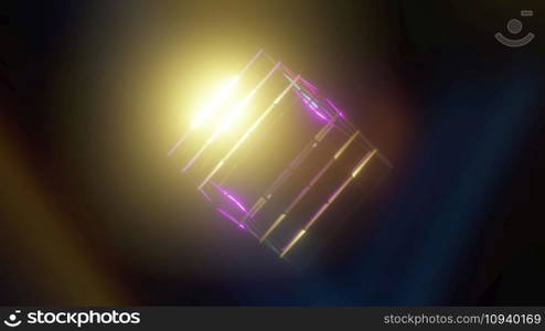Wireframe sci fi cube. Computer generated 3d render. Wireframe sci fi cube