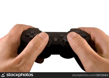 Wireless controller with hands isolated on white