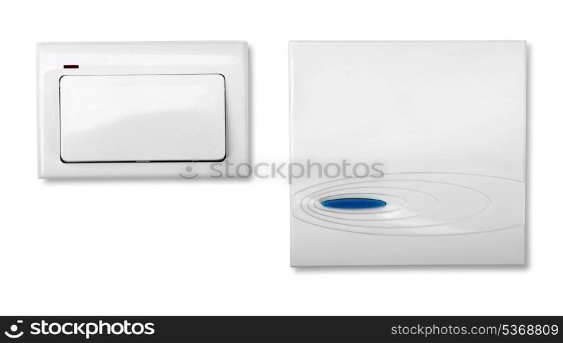 Wireless doorbell button and speaker isolated on white