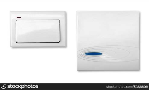 Wireless doorbell button and speaker isolated on white