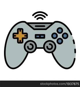 Wireless game joystick icon. Outline wireless game joystick vector icon color flat isolated. Wireless game joystick icon color outline vector
