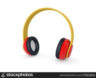 Wireless headphones on a white background. 3d render illustration.. Wireless headphones on a white background.