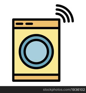 Wireless laundry control icon. Outline wireless laundry control vector icon color flat isolated. Wireless laundry control icon color outline vector