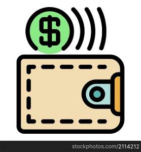Wireless payment icon. Outline wireless payment vector icon color flat isolated. Wireless payment icon color outline vector