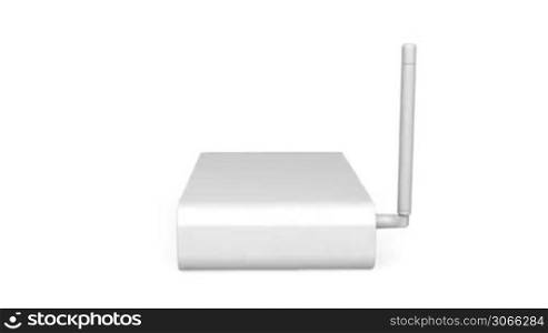Wireless router rotates on white background