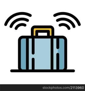 Wireless travel bag icon. Outline wireless travel bag vector icon color flat isolated. Wireless travel bag icon color outline vector