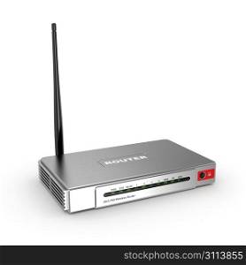 Wireless wifi Router on white isolated background. 3d