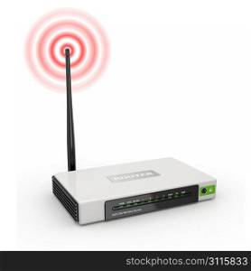 Wireless wifi Router on white isolated background. 3d