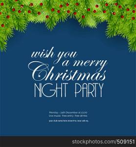 Wish you a Merry Christmas Night Party Background. Vector EPS10 Abstract Template background