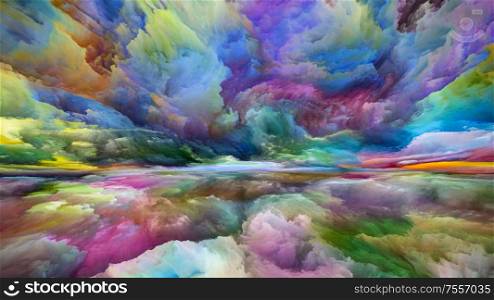 Wish You&rsquo;ve Seen It. Landscapes of the Mind series. Design of bright paint, motion gradients and surreal mountains and clouds as a metaphor for life, art, poetry, creativity and imagination