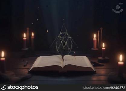 Witch book of magic. Neural network AI generated art. Witch book of magic. Neural network AI generated