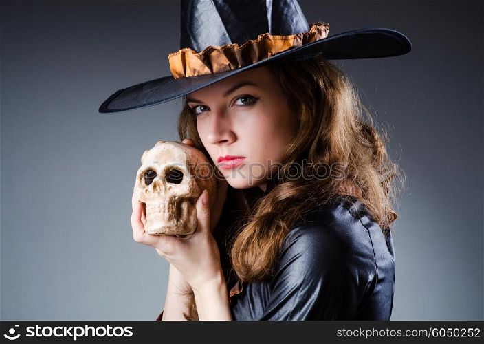 Witch in scary halloween concept