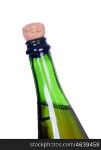 Without uncorking champagne bottle isolated on white background